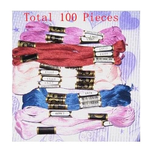 Discount Shop 1 Lot= 100 Pieces Cross Stitch Wire/Thread Floss Skein Similar DMC Cotton Thread Free Shipping