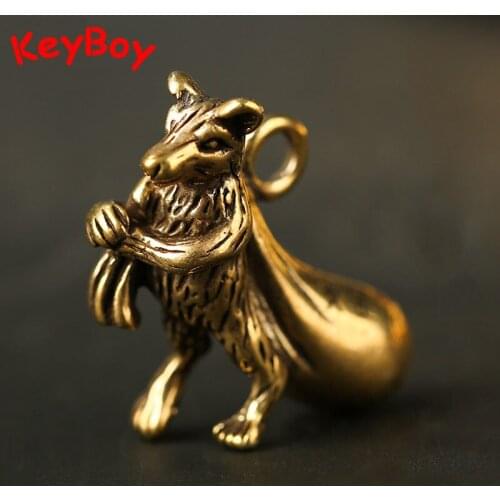 Copper Lucky Mouse Wealth Rat Brass Key Chains Pendants Car Key Rings Gold Money Bay Feng Shui Hanging Jewelry Vintage Keychains