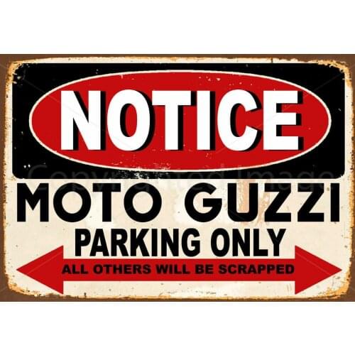 Señal de estacionamiento de METAL, cartel de hojalata, placa de pared, MOTO guzi, aviso