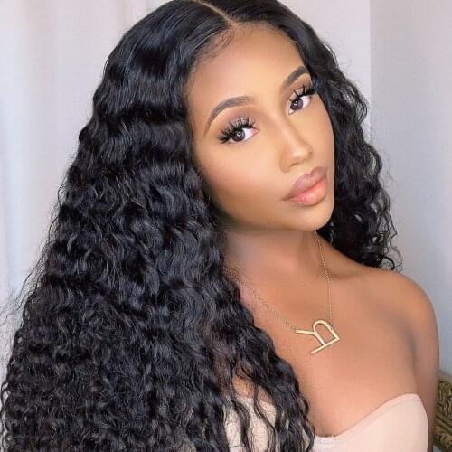 MISIA Hair Remy Brazilian 14-30Inch Deep Wave Wig Lace Front Human Hair Wigs For Women Pre Plucked Hairline 4X4 Lace Closure Wig