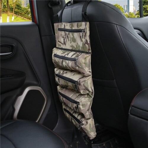 Multifunctional Four Season Car Storage Bag Canvas Hanging Oxford Cloth Car Backrest Tool Hanging Bag Foldable Tool Roll Bag
