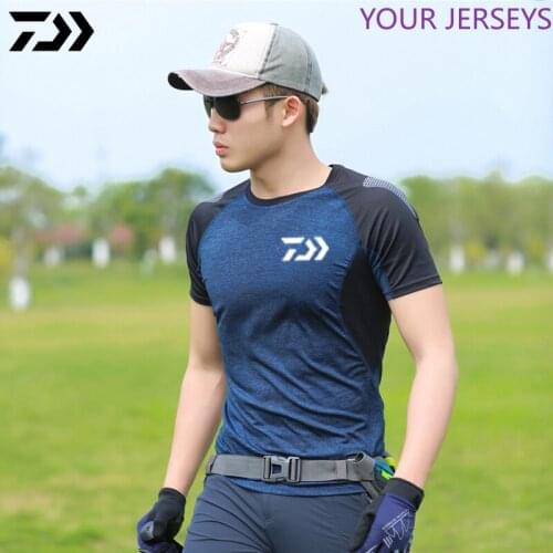 Daiwa Men Summer Fishing T-shirt Outdoor Sports Breathable Daiwa Clothing Patchwork Short Sleeve Quick Dry Golf Fishing Tshirt