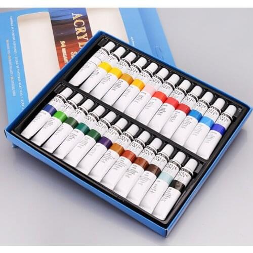 CPDD 24 Colors Acrylic Paints Set 12ml Tubes Drawing Painting Pigment Hand-painted Wall Paint for artist DIY