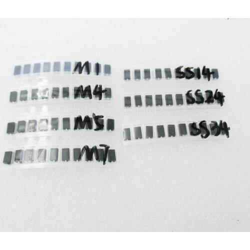 7 kinds*10pcs=70pcs/lot SMD diode package / M1 (1N4001) / M4 (1N4004) / M7 (1N4007)/ SS14 US1M RS1M SS34 Kit