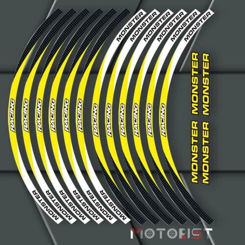 A set of 12pcs high quality motorcycle wheel decals waterproof Reflective stickers rim stripes For DUCATI MONSTER 695 696 796