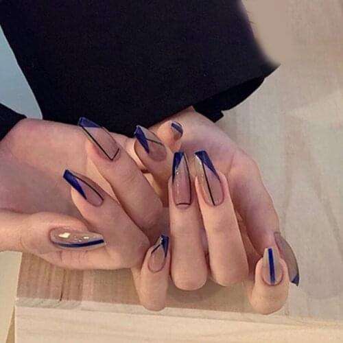 24pcs Variety Of Styles Wear Long Paragraph Fashion Manicure Patch False Nails Save Time Wearable Nail Patch Nail Sticker