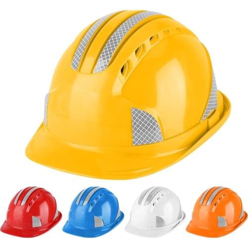 Outdoor Workplace Safety Supplies Construction Site Protective Cap Ventilate ABS Hard Hat Reflective Stripe Safety Helmet Hats