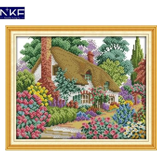 NKF Midsummer hut scenery style modern designs DIY needlecraft kits Christmas counted cross stitch patterns for home decoration