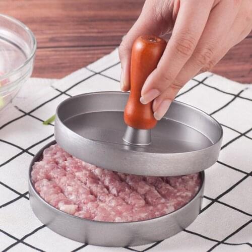 New Round Shape Hamburger Press Aluminum Alloy + ABS Hamburger Meat Beef Grill Burger Press Patty Maker Mold Kitchen Meat Tools