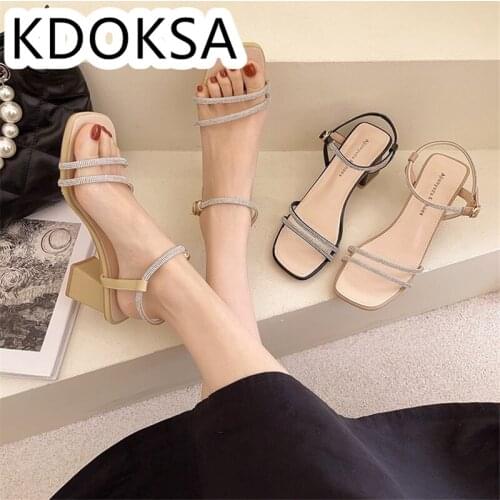 Web Celebrity Sandal Womens 2021 Summer Fashion One Line Belt Sandal Fairy Style Heel