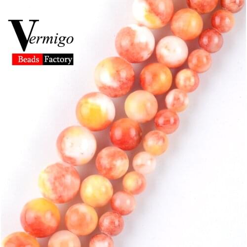 Wholesale Natural Stone Orange Persian Jades Round Loose Beads For Jewelry Making 6 8 10mm Loose Beads Diy Bracelet 15"Perle