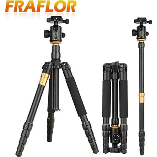 Q666 Tripod With Q-02 360 Degree Swivel Fluid Head Photographic Portable Tripod & Monopod Camera Aluminium Flexible DSLR Tripod