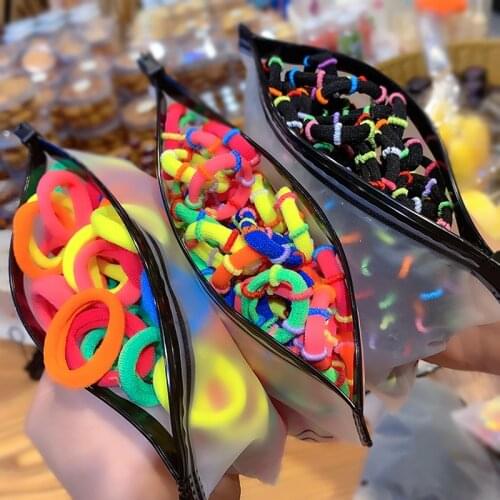 100Pcs/Bag Children Cute Candy Cartoon Solid Rubber Bands Girls Lovely Elastic Hair Bands Kids Sweet Hair Accessories