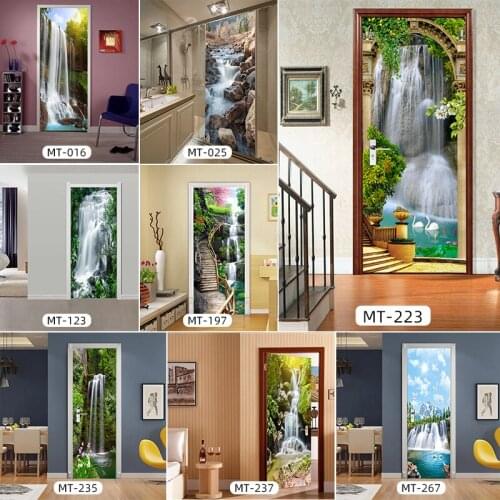 Removable Bedroom Door Decoration Stickers Landscape Painting Door Stickers Waterproof PVC Thickening Can Be Customized