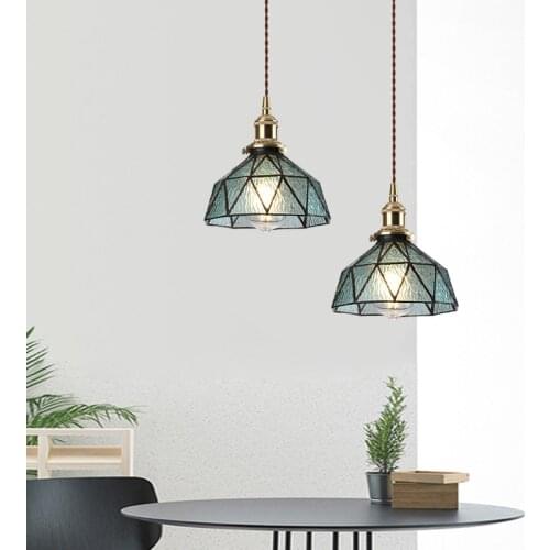 Kitchen bedroom bedside aisle restaurant chandelier retro LED glass chandelier handmade lamp chandelier LB122120