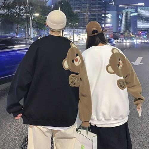 VERSMA Korean Cartoon Animal Print Lover Vintage Hoodie Sweatshirt Boys Girls Hip Hop Streetwear Oversize Swag Men Women Hoodies