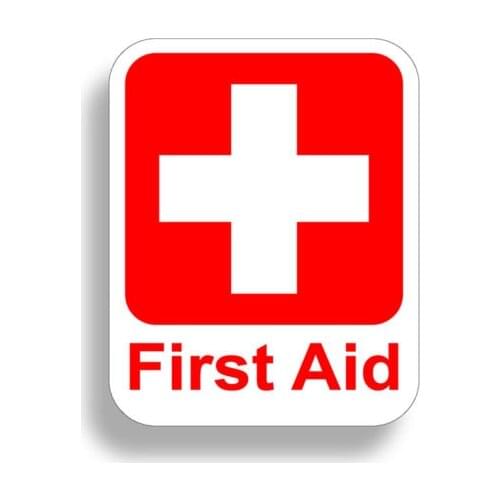 Emergency First AID KIT Sticker Vinyl Decal Health Safety Red 1st Cross Sign 911