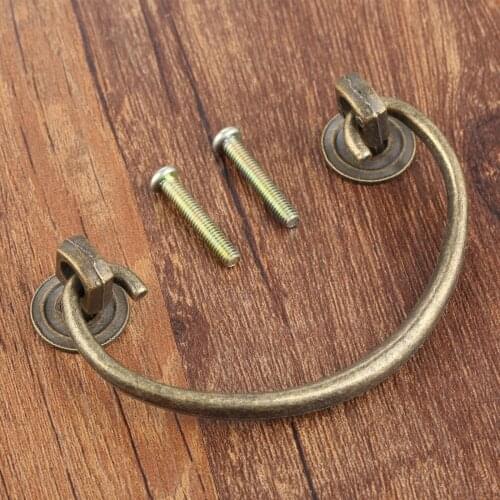 66mm Antique Bronze Wooden Box Case Cupboard Pull Handles Kitchen Drawer Cabinet Door Handle Vintage Furniture Knobs with Screws