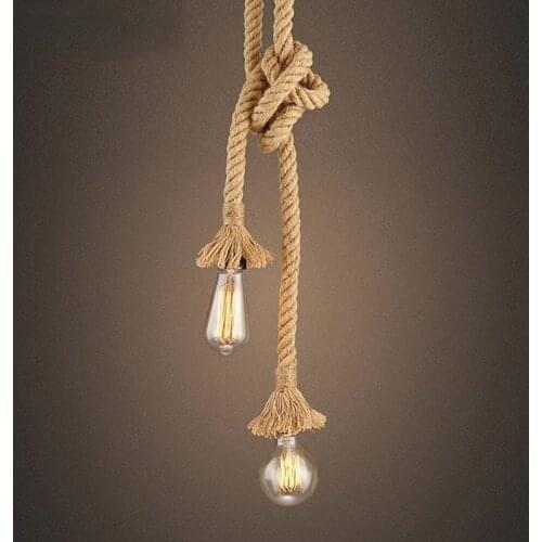 Hemp Rope Pendant Lights Vintage Retro Hanging Lamp E27 AC 85-265V Industrial Decor Home Restaurant Pendant Lamp Edison Hanglamp