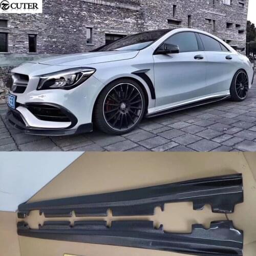 W117 C117 CLA180 CLA260 CLA45 Carbon Fiber Car Body Kit Side Skirts Apron for Benz CLA250 CLA45 13-15
