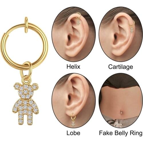 Gold Navel Clip Fake Belly Button Rings Fake Clip on Earrings Belly Piercing Ombligo Non Piercing Navel Ring Body Jewerlry