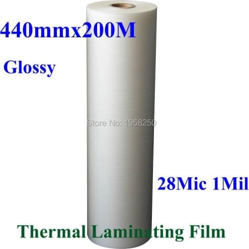 1 PC Bopp 28Mic 440mmx200M 28Mic 1Mil Glossy Clear 1" Core Hot Laminating Films Hot Roll Laminator Machine