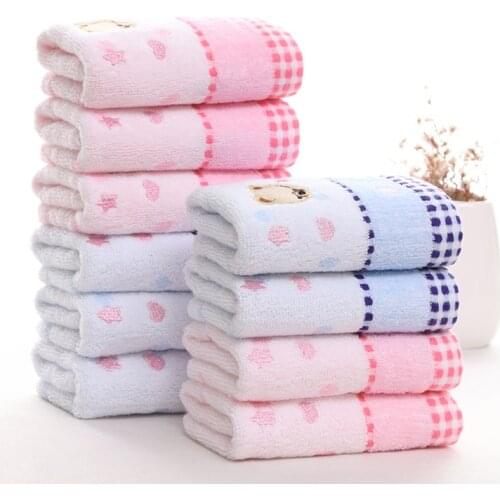 2PCS/Lot 100% Cotton Cartoon Bear Jacquard Children Kid Face Towel Hand Towel Soft Absorbent Cute Small Towel 25*50cm