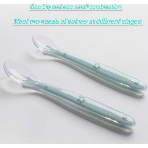 2pcs+box Baby Silicon Spoon Baby Safety Temperature Heat Sensing Thermal Feeding Spoon Kids Children Flatware Feeding Spoons