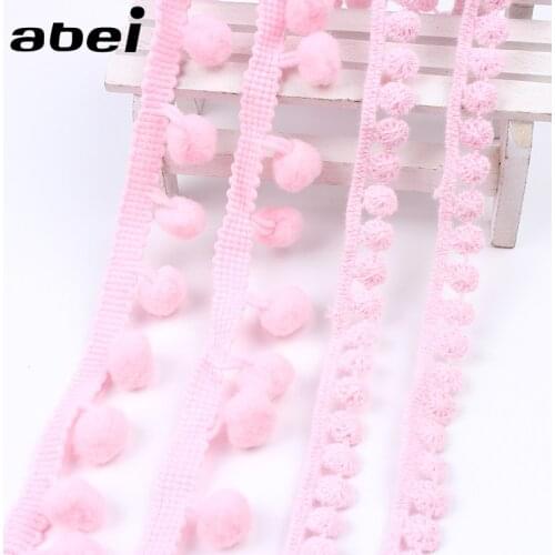 5yards/lot Pink Pom Pom Fringe Lace Ribbon DIY Curtain Sofa Clothing Edge Wrapping Fabric Handmade Sewing Garments Accessories