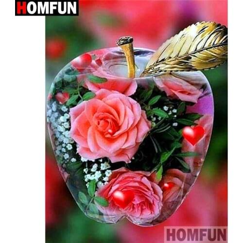 HOMFUN Full Square/Round Drill 5D DIY Diamond Painting "Flower apple" 3D Diamond Embroidery Cross Stitch Home Decor A19439