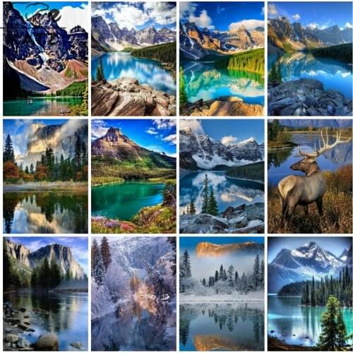 Valley Landscape Diamond Painting Sunrise Embroidery Crossing Diy Mountain River Mosaic Art Gift Cross Stitch Home Decoration