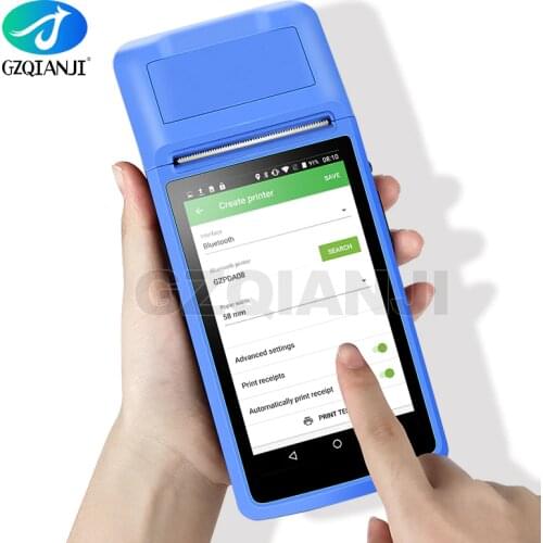 Android 6.0 PDA Handheld POS Terminal PDA eSIM 4G WiFi with Camera speaker Receipt Printer for mobile order market