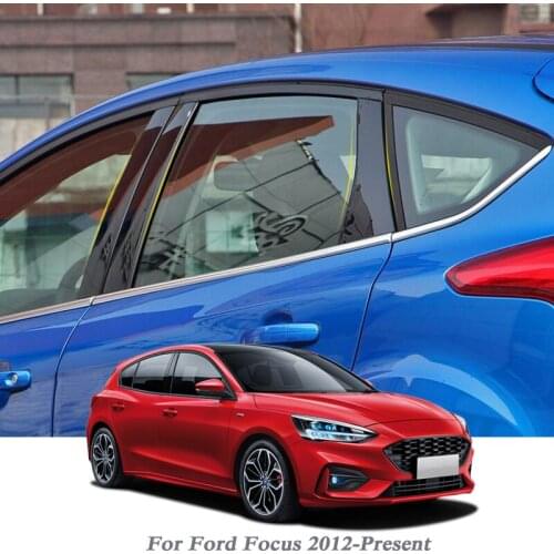 Car Styling For Ford Focus 3 4 2012-Present Sedan/Hatchback Auto Window Trim Sticker Middle Column PVC Film External Accessories