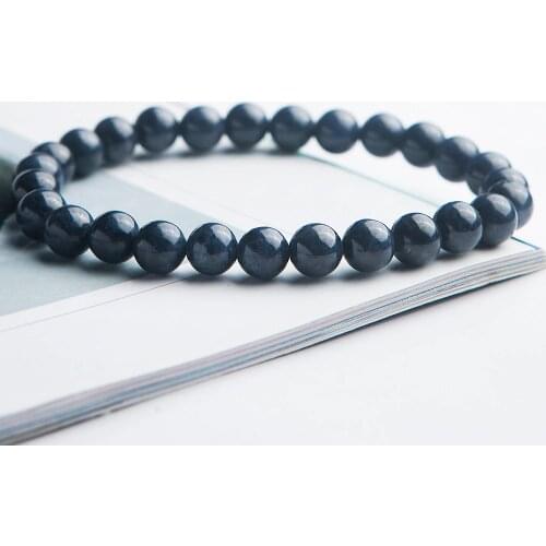 Natural Blue Sapphire Gemstone Bracelets Stretch 8mm 7mm 6mm Crystal Round Beads Bracelet Women Man Stone Jewelry AAAAA