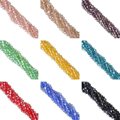 Two ends Crystal glass diamond section bead DIY 4mm 110PCS Loose Beads Jewelry Accessories High-quality New Sale at a loss