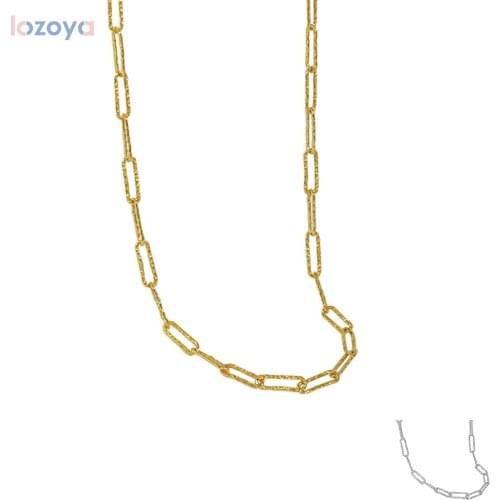 LOZOYA 925 Sterling Silver Geometric Irregular Wedding Fashion Twist Horoscope Long Chain Choker Necklace 2021 Fine Jewelry