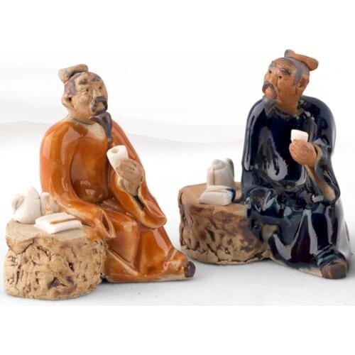 Chinese Miniature Ceramic Figurine Bonsai Rockery Landscape Office Home Desktop Collection Festival DIY Ornament Decor Gifts