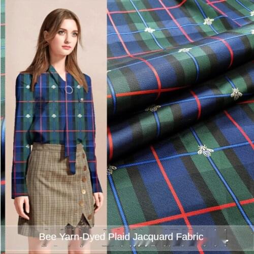155*50cm classic square lattice jacquard shirt fabric dress suit little bee yarn-dyed clothing fabric