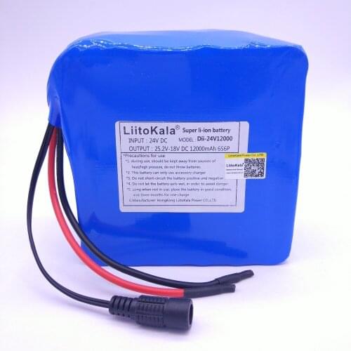 LiitoKala 24v 12ah 6S6P lithium battery pack 25.2V 12ah battery li-ion for bicycle battery pack 350w e bike 250w(no charger)