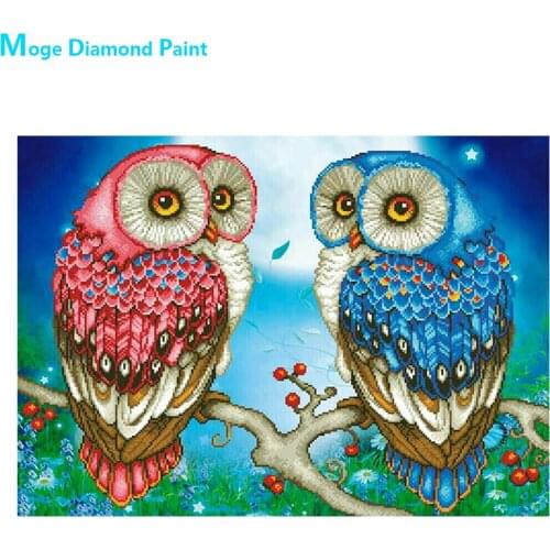 Red and Blue Owl Diamond Painting Animal Night Round Full Drill Nouveaute DIY Mosaic Embroidery 5D Cross Stitch Home Decor Gifts