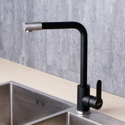 Blacken kitchen faucet deck mount single handle hot and cold water swivel spout sink kitchen taps