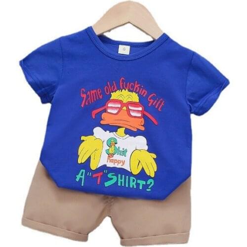 Summer Casual Clothes Baby Boys Girls Fashion Cartoon T Shirt Tops Shorts 2Pcs/sets Infant Sports Clothing Kids Cotton Tracksuit