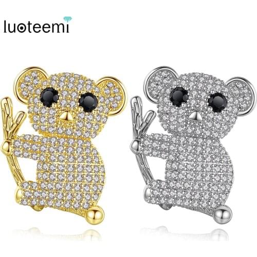 LUOTEEMI Cute CZ Sloth Brooches for Women Fashion Jewelry Party Animal Brooches Lapel Pins Cartoon Accessories Christmas Gifts
