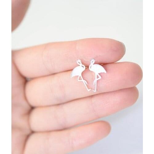 Minimalist Jewelry Flamingo Bird Cute Stud Earrings for Girl Female Gold Filled Women Party Gifts Pendientes Brincos Oorbellen