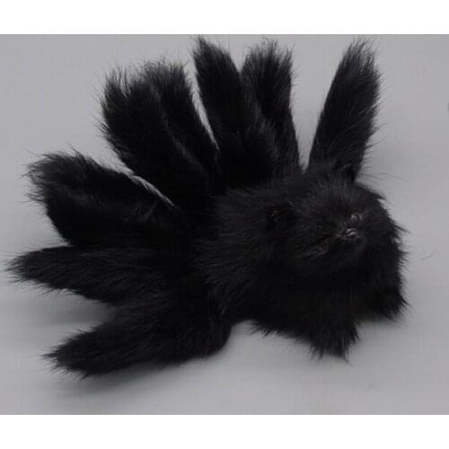 About 18CM black fox with nine tails model polyethylene&furs fox handicraft cosplay prop,home decoration gift b1877