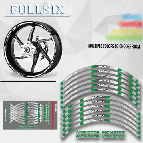 Motorcycle Wheel Sticker Decal Reflective Rim Suitabl For DUCATI MONSTER 1200/S/R 821 796 696 1000 900 S4R S4 400 620 695