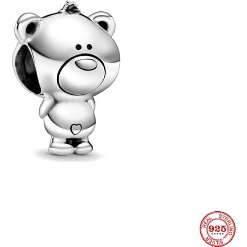 New Original Silver Color Bear Bead Fit European Pandora Charms Bracelet Bangles Diy Jewelry P318