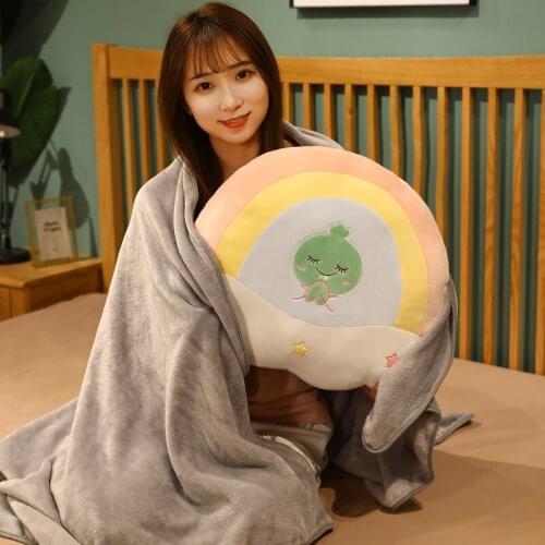 INS 3in1 Blanket Newborn Baby Candy Rabbit&Bear&Pig&Dinosaur Colorful Rainbow Anime Cushion Sofa Home Decoration Throw Pillow