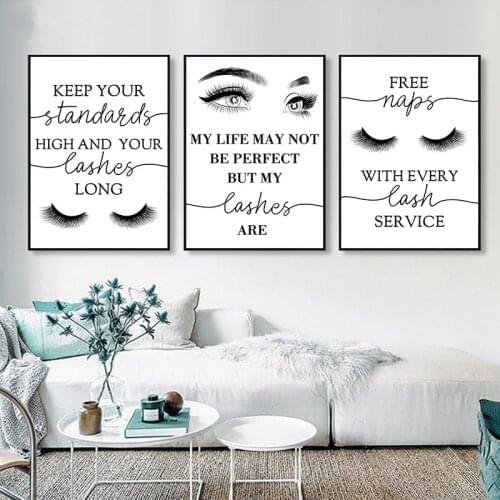 Eyelashes Print Makeup Wall Art Decor Esthetician Gift Lash Bundle Fashion Art Posters Canvas Painting Beauty Salon Decor TB32