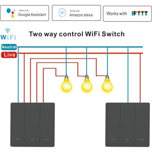 Surface-type Rocker Two-way Switch Tuya Smart Life APP WiFi Wall Touch Switches Compatible Alexa Google Home Voice Control